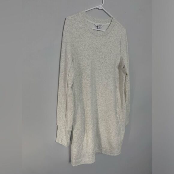 Athleta Coaster Luxe Sweatshirt Dress Long Sleeve Pockets Heather Gray Fog L - Picture 8 of 15